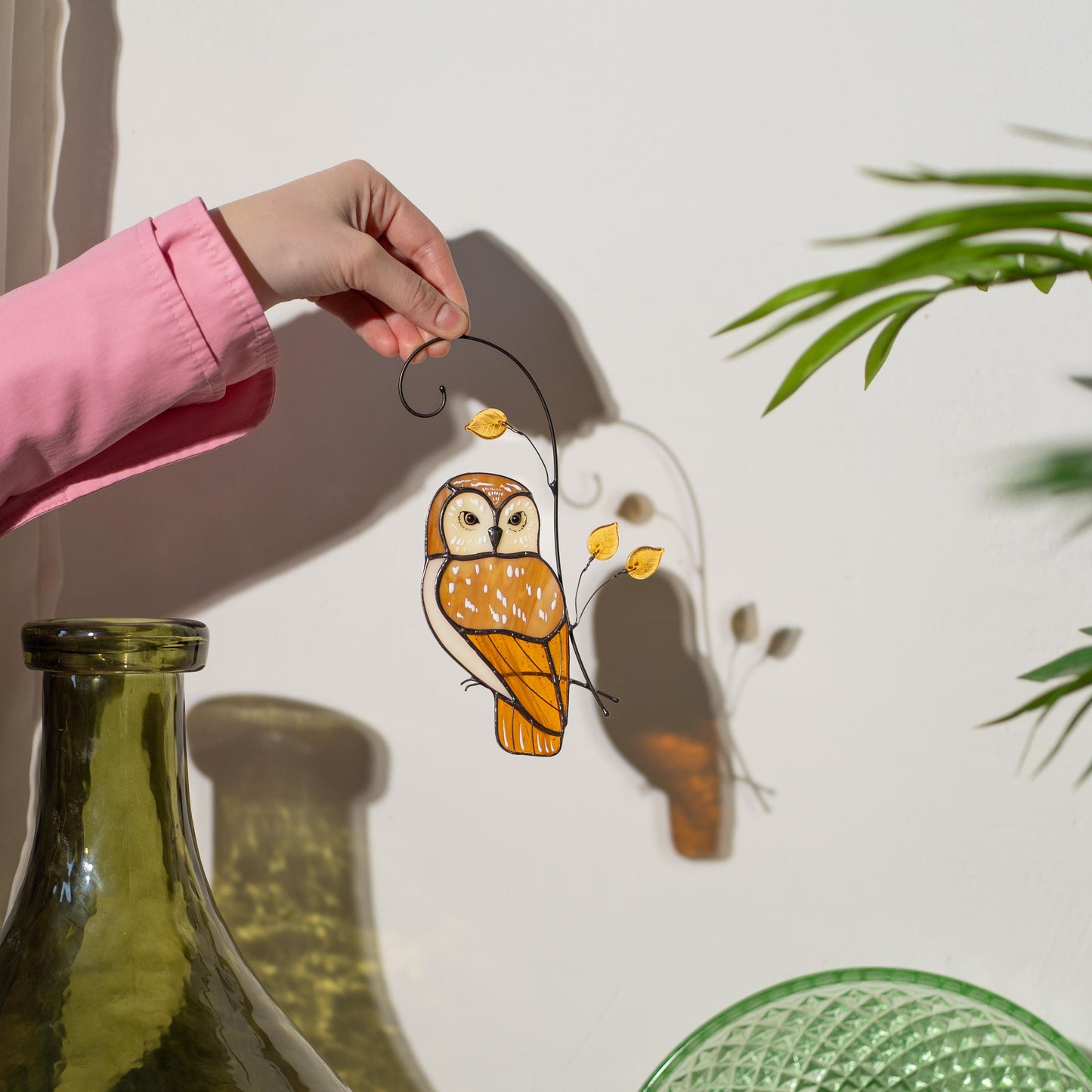 Owl ornament stained glass window hangings Teacher appreciation gift Stained glass bird suncatcher - Image 13
