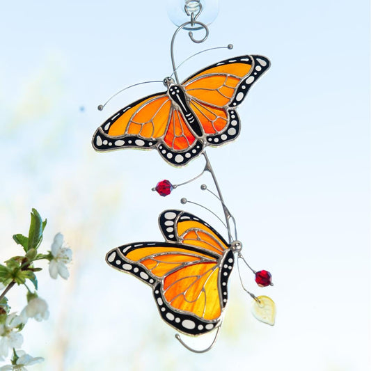 Stained glass monarch butterfly Best gift for mom Butterfly gifts stained glass window hangings Patio decor - Image 1