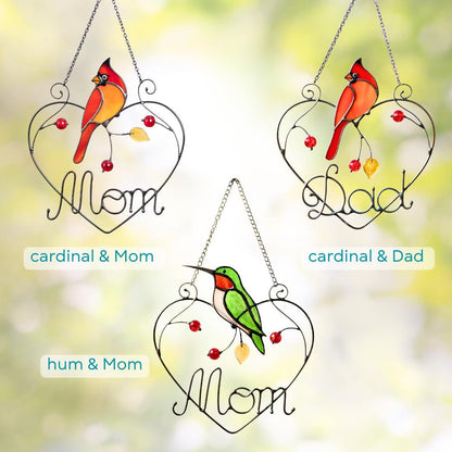 Cardinal stained glass window hangings Personalized unique gift for mom Stained glass bird suncatcher Cardinal memorial gift - Image 3