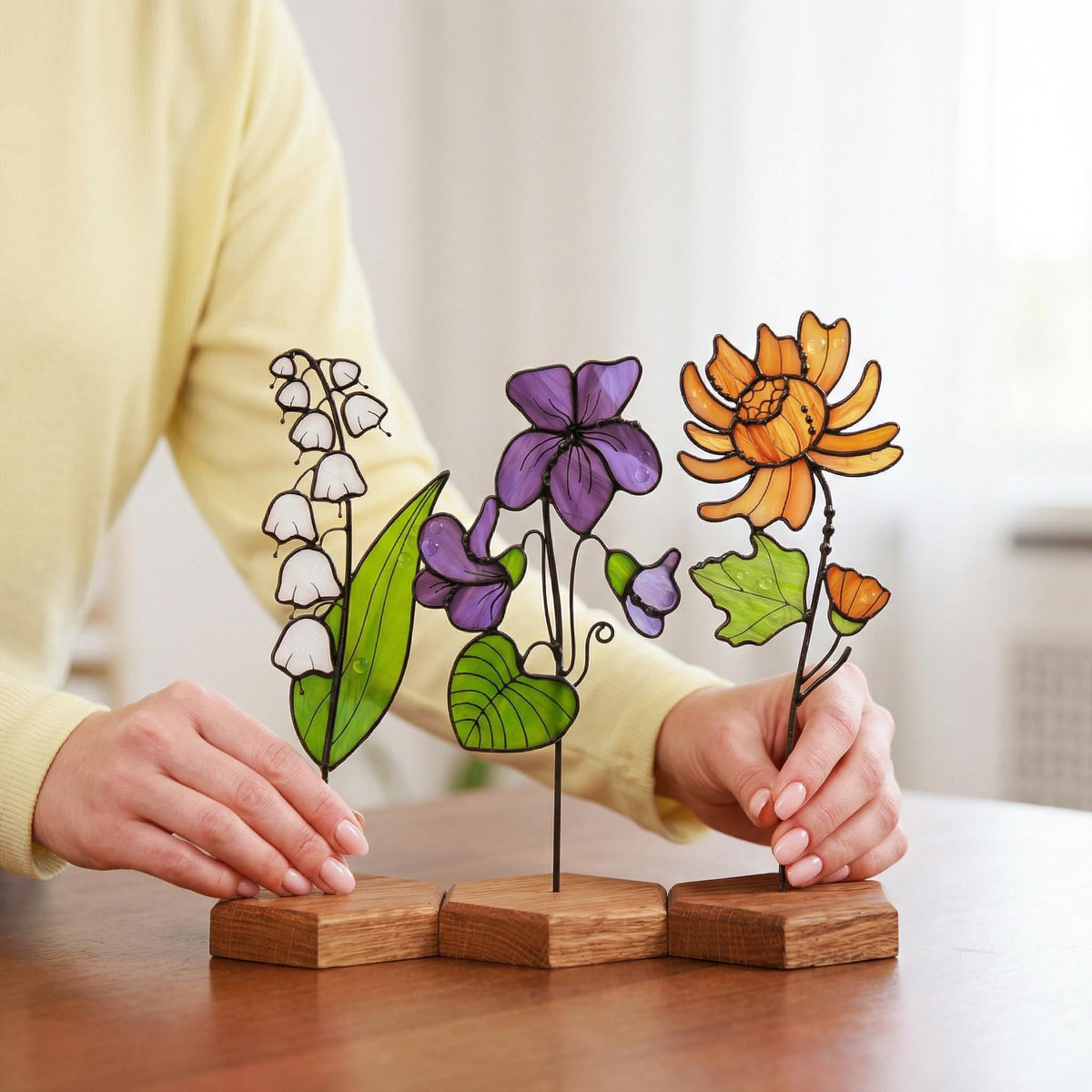 Birth Month Flowers Gift for Her, Personalized Stained Glass Flower, August Birth Flower Gift, Birthday Gift for Her, Mom, Grandma, Sister - Image 6