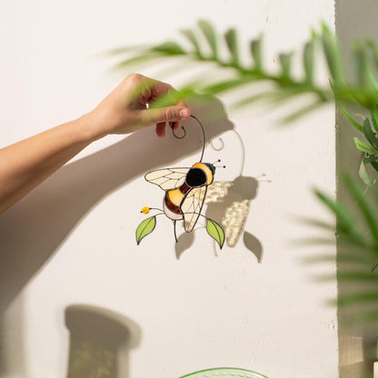 Stained Glass Bumble Bee Suncatcher, Gardening Gift For Grandparents - Image 12