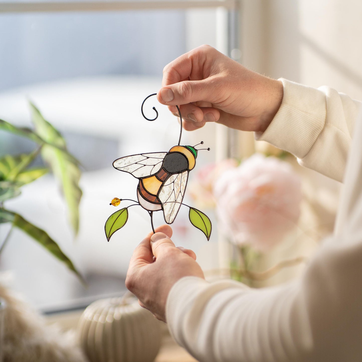 Stained Glass Bumble Bee Suncatcher, Gardening Gift For Grandparents - Image 14