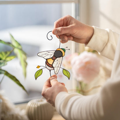 Stained Glass Bumble Bee Suncatcher, Gardening Gift For Grandparents - Image 14