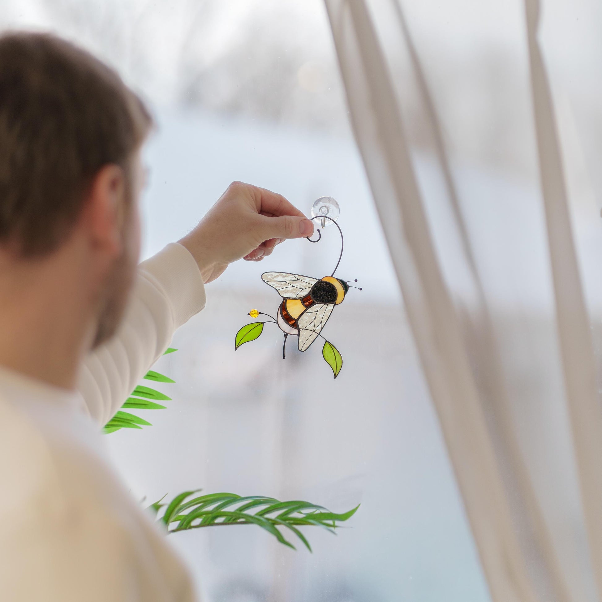 Stained Glass Bumble Bee Suncatcher, Gardening Gift For Grandparents - Image 15