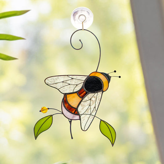 Stained Glass Bumble Bee Suncatcher, Gardening Gift For Grandparents - Image 1